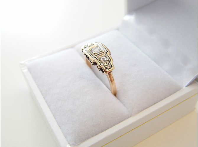 Autre Marque vecchio anello in oro rosa 18k diamanti - vista 4