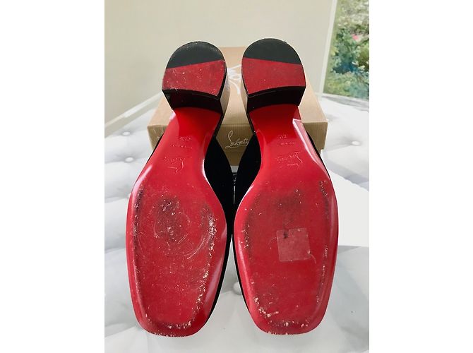 Christian Louboutin MOCASSINI SLIPPERS LOUBOUTIN VELLUTO e STRASS Nero - vista 5
