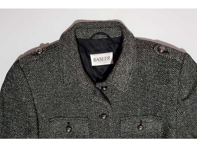 Basler Blazer Jacke Schwarz Weiß Dunkelgrau Seide Wolle Anthrazitgrau - Ansicht 3