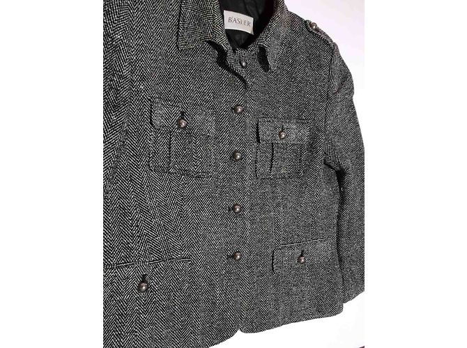 Basler Blazer Jacke Schwarz Weiß Dunkelgrau Seide Wolle Anthrazitgrau - Ansicht 4