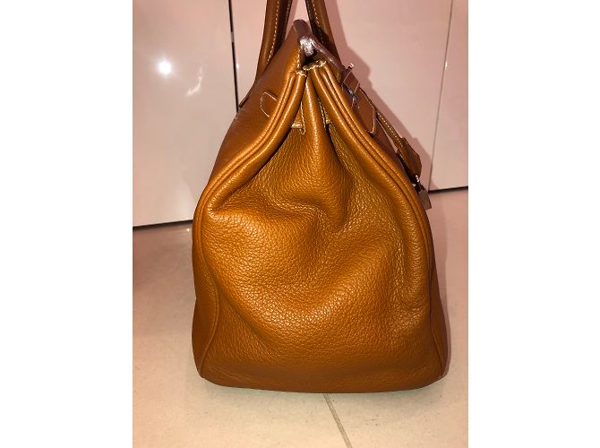 Borsa Hermès Birkin 40 in pelle Clemence Caramello - vista 4