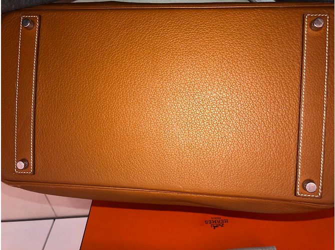 Borsa Hermès Birkin 40 in pelle Clemence Caramello - vista 5