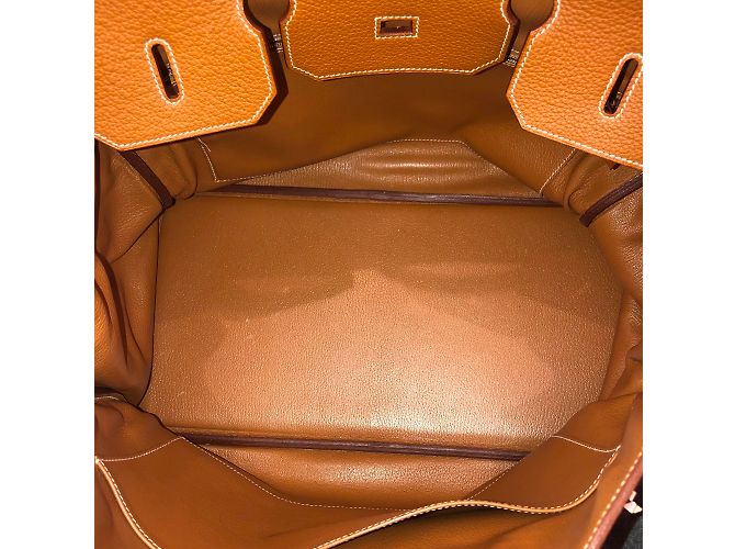 Borsa Hermès Birkin 40 in pelle Clemence Caramello - vista 7
