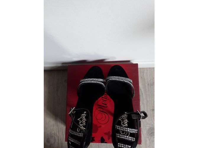 Autre Marque Schwarze glitzernde Pumps mit Knöchelverschluss Größe 38 - Ansicht 2