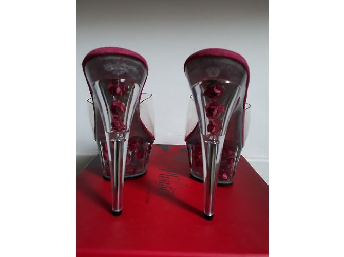 Autre Marque Décolleté trasparenti con rose incastonate rosa - vista 3