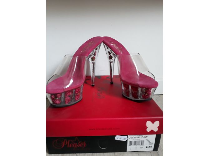 Autre Marque Décolleté trasparenti con rose incastonate rosa - vista 4