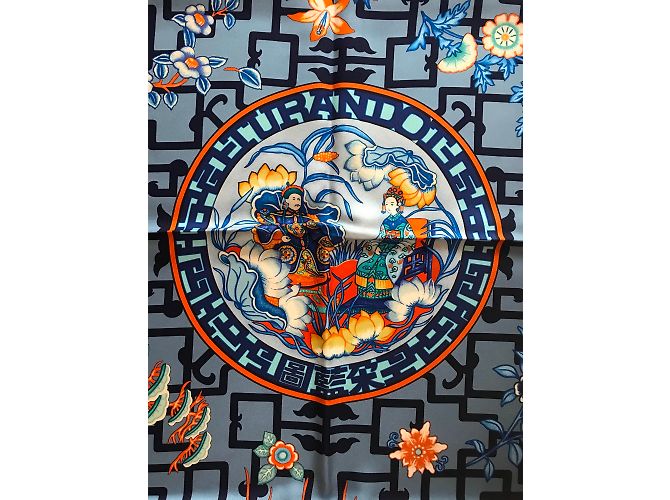 Hermès Hermes Square 90 Turandot eccezionale Blu navy - vista 2