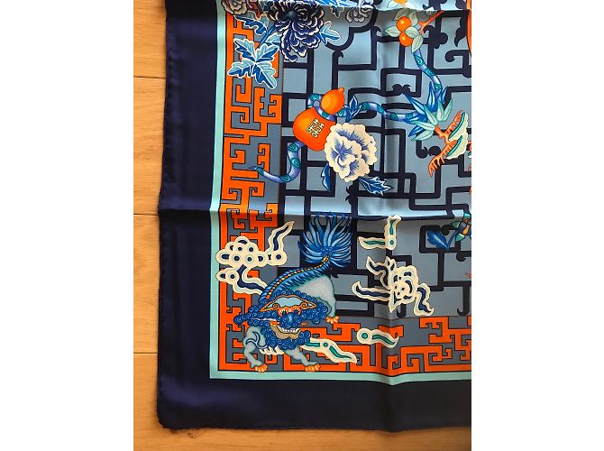 Hermès Hermes Square 90 Turandot eccezionale Blu navy - vista 5