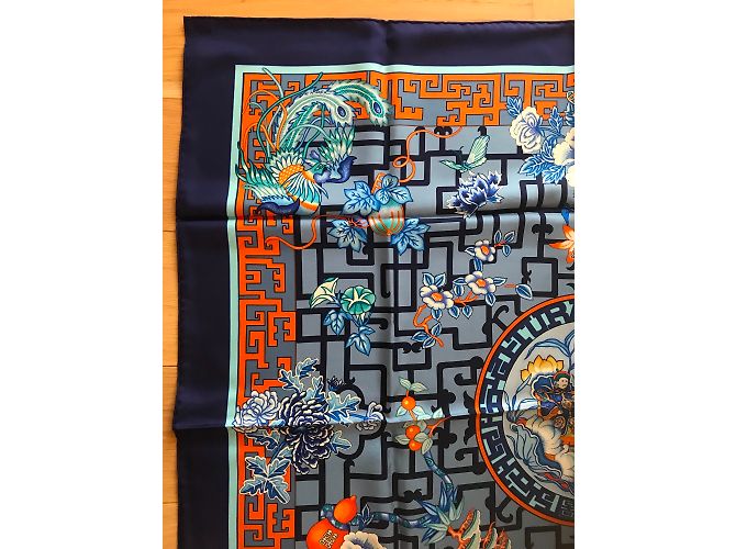 Hermès Hermes Square 90 Turandot eccezionale Blu navy - vista 6