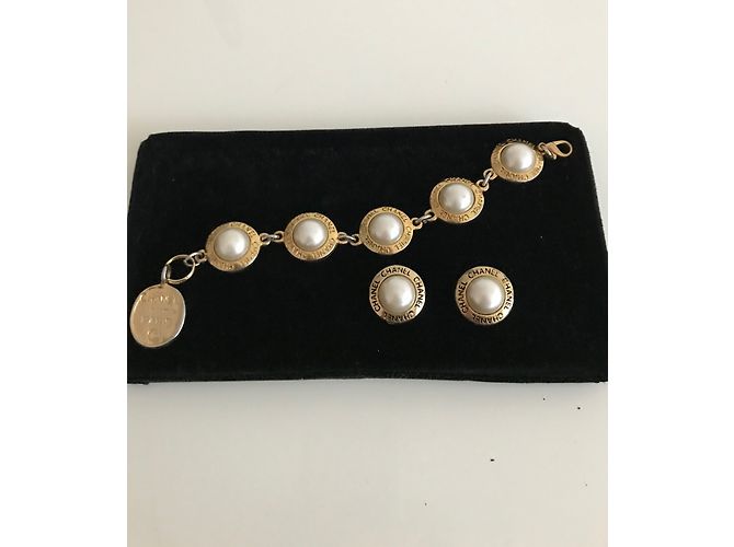 Chanel Vintage Parure Armband und Ohrringe Golden - Ansicht 3
