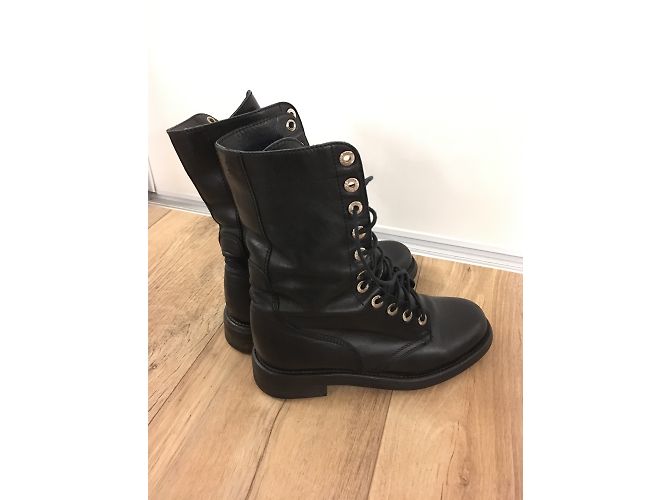 Botas Militares Chanel de Cuero Negro 35,5 - vista 9