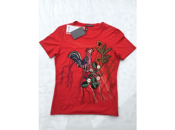 Alexander Mcqueen Top bordado ave del paraíso Roja - vista 2