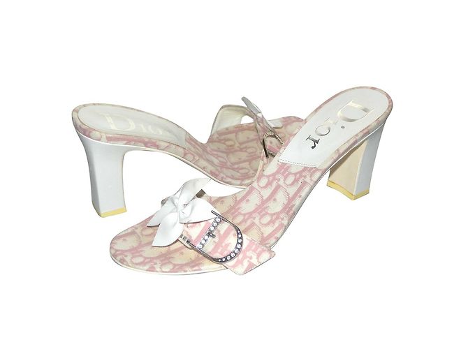 Muli Dior in tela monogram rosa - vista 4