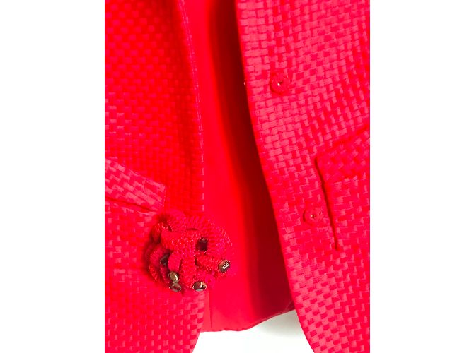 Chaqueta Red Valentino Roja de Algodón con Botón de Flor de Cristal - vista 2