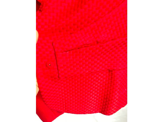 Chaqueta Red Valentino Roja de Algodón con Botón de Flor de Cristal - vista 5