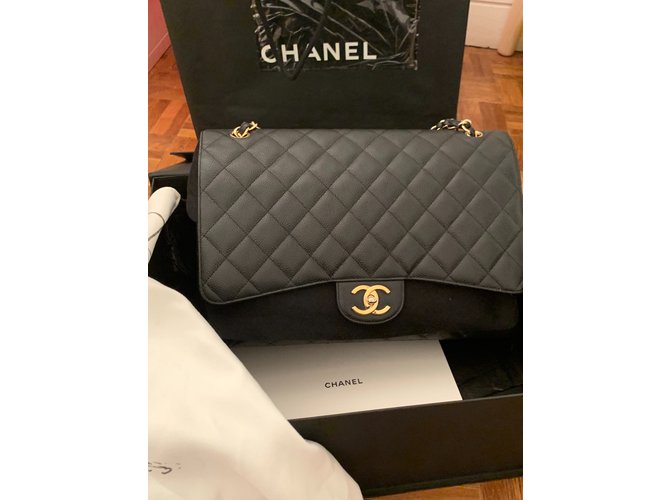 Maxi Jumbo Chanel caviale Nero - vista 15