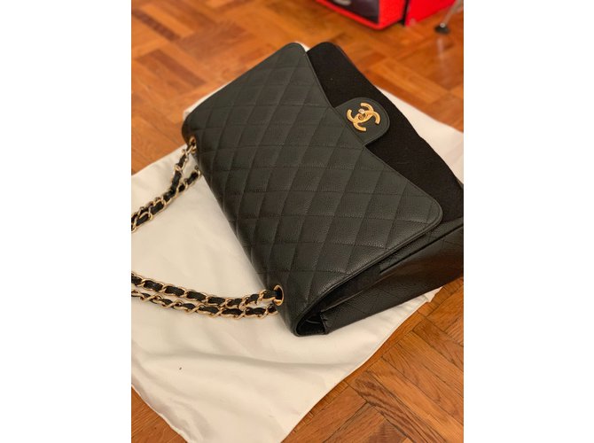 Maxi Jumbo Chanel caviale Nero - vista 17
