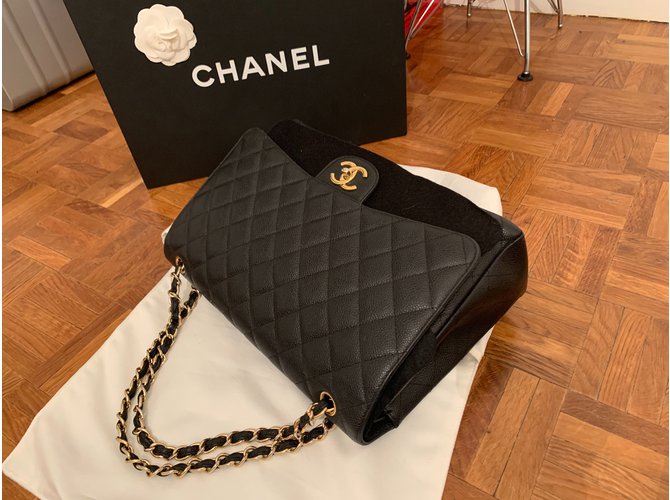 Maxi Jumbo Chanel caviale Nero - vista 18