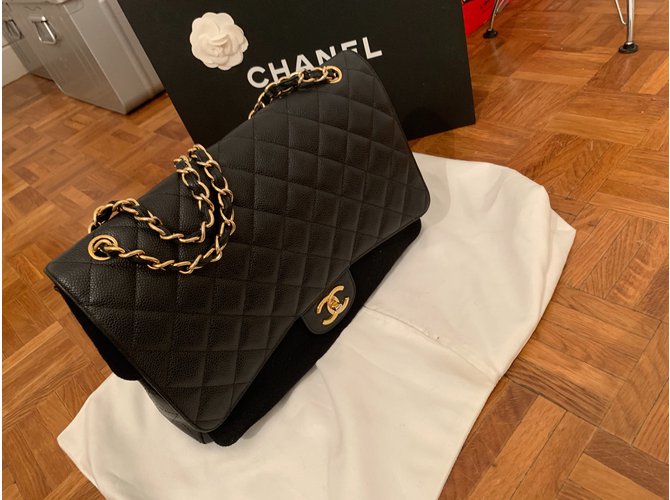 Maxi Jumbo Chanel caviale Nero - vista 20