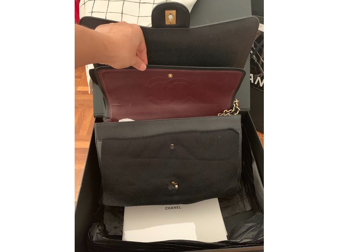 Maxi Jumbo Chanel caviale Nero - vista 4