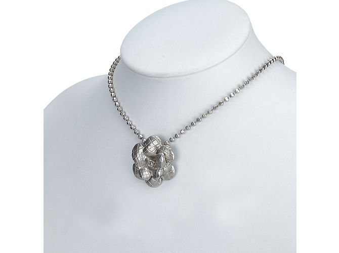 Chanel Kamelie-Anhänger-Halskette Silber - Ansicht 5