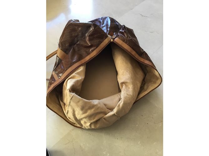 Autre Marque Borsa da viaggio Acronym in pelle verniciata marrone scuro - vista 3
