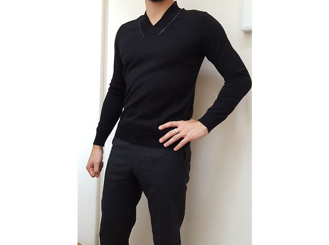 Sandro Wool V-neck Sweater Black - view 3