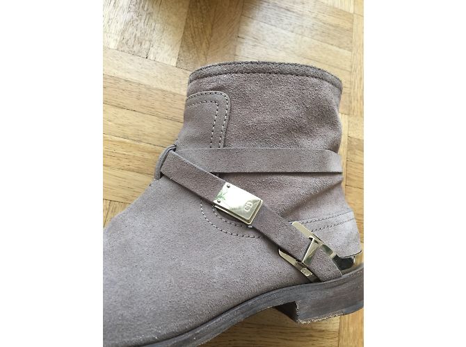 Stivaletti Christian Dior Taupe in Pelle e Scamosciato - vista 6