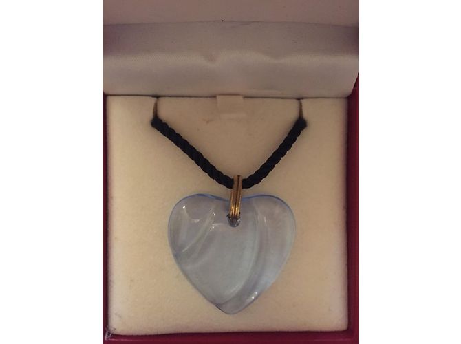Ciondolo Baccarat Cuore in Cristallo Blu Cordino Nero - vista 2