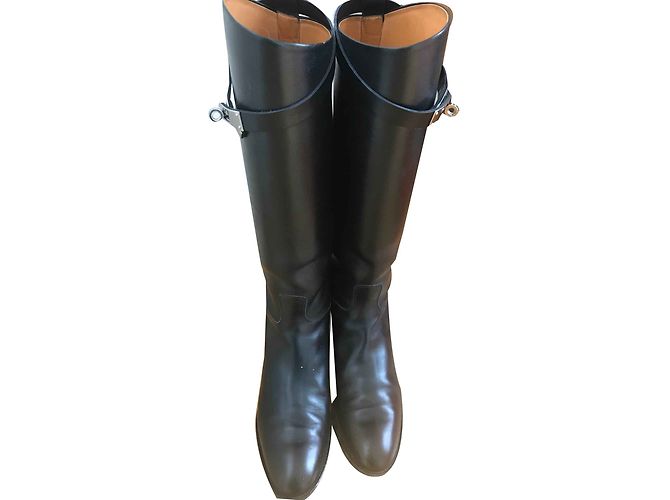 Kelly Hermès Jumping Boots aus schwarzem Kalbsleder - Ansicht 2