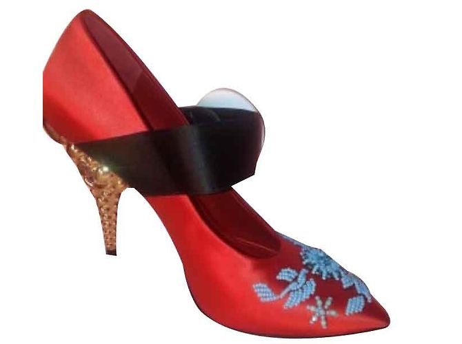 PRADA Marke Schuhe "Raso Ricamo" Fuoco-Turchese Farbe Rot - Ansicht 2