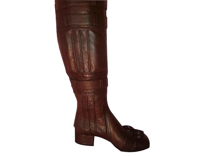 Stivali al ginocchio PRADA "Capra Old" colore marrone - vista 2