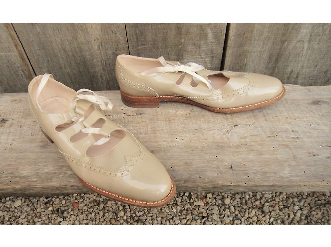 Paraboot Ghillie in pelle verniciata beige - vista 7