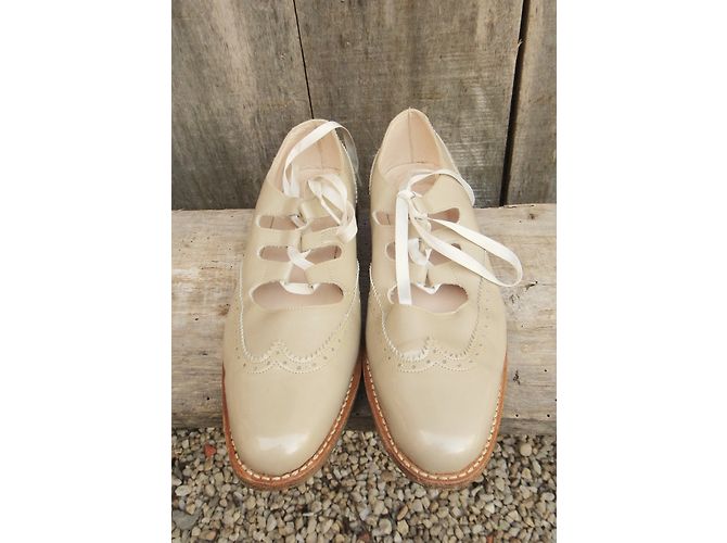 Paraboot Ghillie in pelle verniciata beige - vista 8
