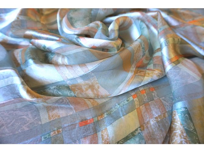 Pañuelo cuadrado de seda Balenciaga azul y naranja Multicolor Azul claro - vista 5