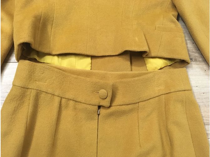 Traje de Falda Hermès Lana Mostaza Talla 42 - vista 10