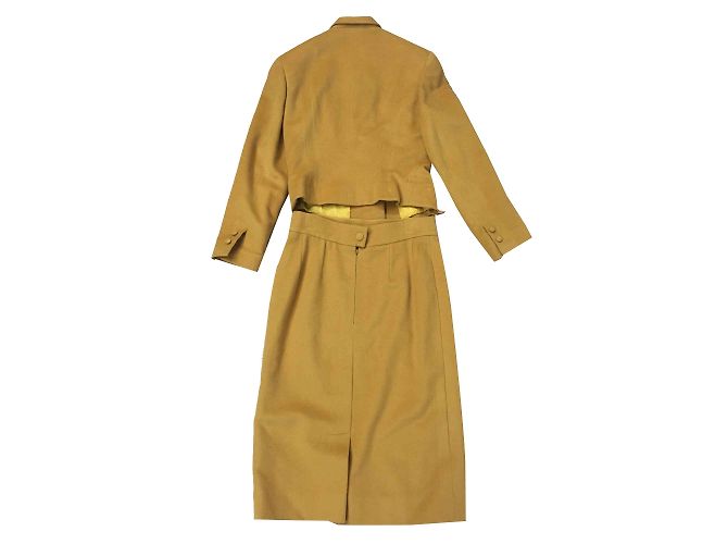 Traje de Falda Hermès Lana Mostaza Talla 42 - vista 2