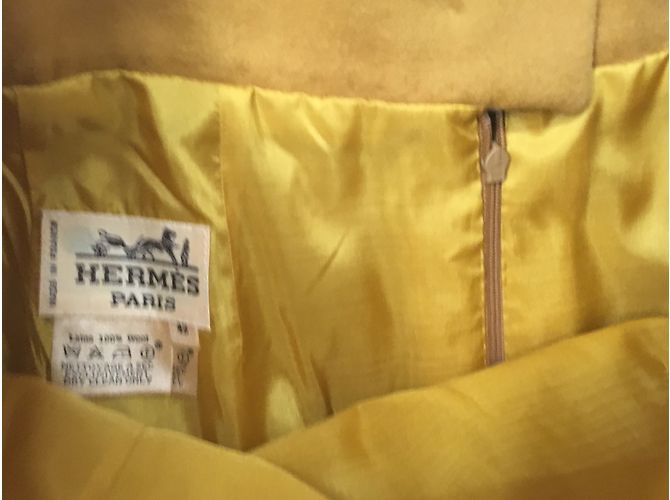 Traje de Falda Hermès Lana Mostaza Talla 42 - vista 8
