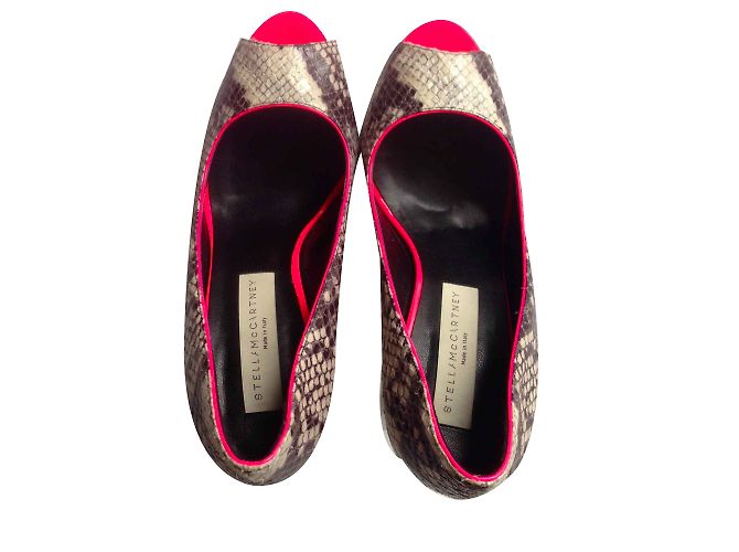 Stella Mc Cartney Décolleté Stella McCartney Peep Toe Nere Rosa Python Nero Bianco Multicolore Stampa python - vista 2