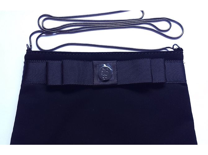 Autre Marque Pochette da sera in nubuck nero con tracolla - vista 2