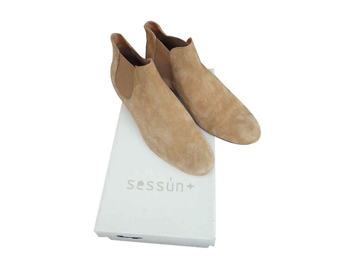 Botines Sessun Beige de Ante - vista 2