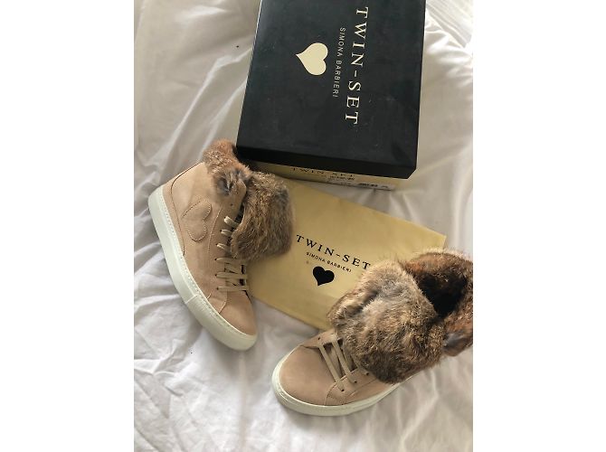 Baskets compensées Twin Set en daim rose 41 - vue 3