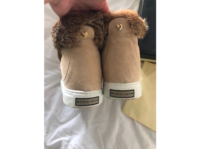 Baskets compensées Twin Set en daim rose 41 - vue 5