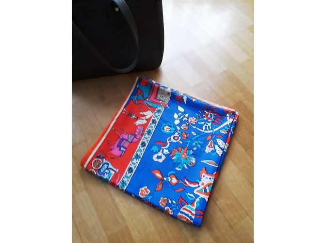 Autre Marque Pañuelo de seda azul con estampado indio 130 x 130 cm Multicolor - vista 4