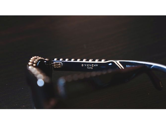 Givenchy 7007 Occhiali da sole in acetato nero con lenti a specchio argento - vista 3