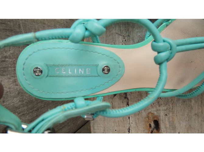 Céline Keilsandalen Türkis Lackleder - Ansicht 4