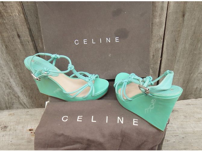 Céline Keilsandalen Türkis Lackleder - Ansicht 5