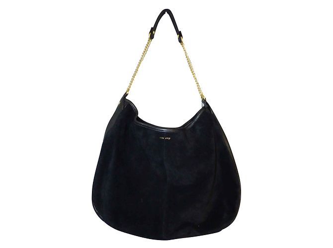 Borsa One step in pelle nera con tracolla in metallo dorato Nero D'oro - vista 2