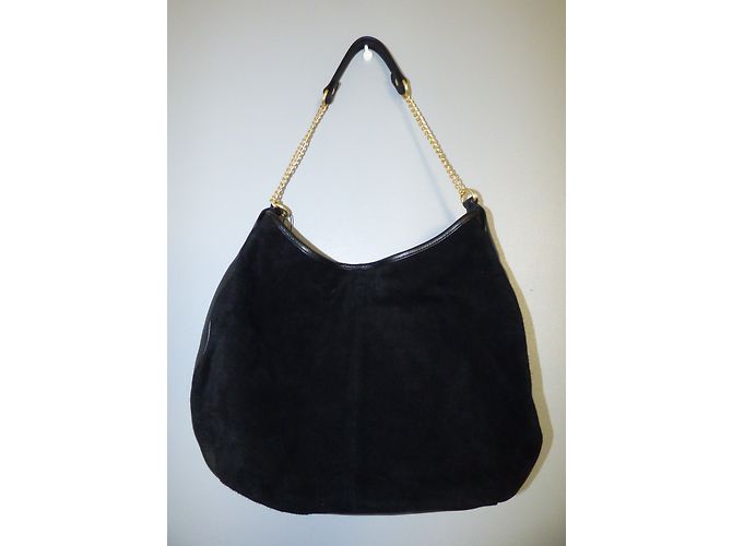 Borsa One step in pelle nera con tracolla in metallo dorato Nero D'oro - vista 3