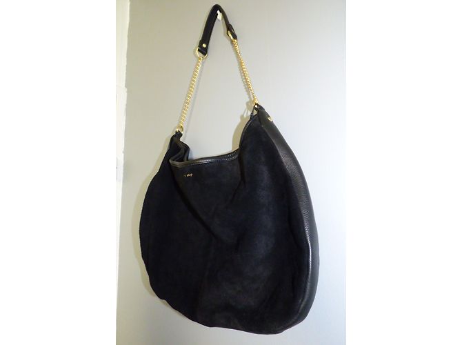 Borsa One step in pelle nera con tracolla in metallo dorato Nero D'oro - vista 5